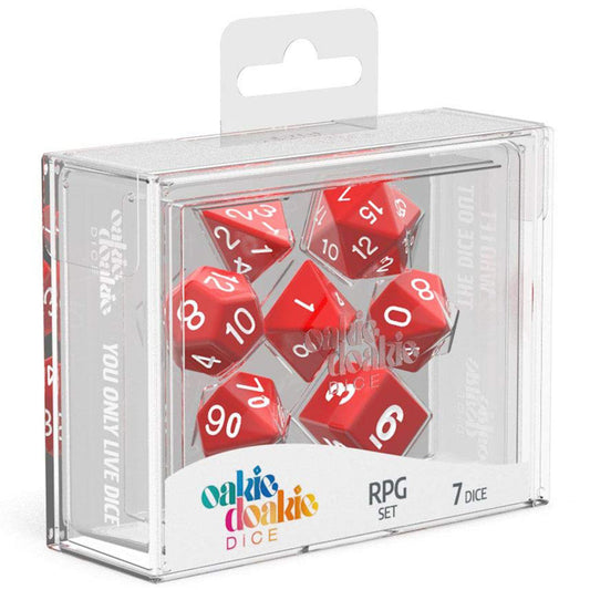 Oakie Doakie Dice RPG Set Solid Red 7pc