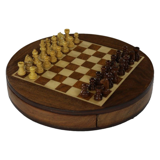 Chess Set - Beyton Magnetic Round Acacia 23cm