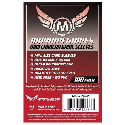 Mayday Mini Chimera Game Sleeves Pack of 100 43 MM X 65 MM Red