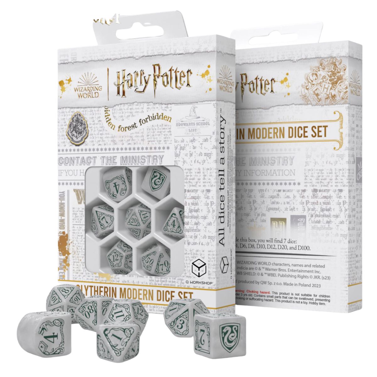 Q Workshop Harry Potter Modern Dice Set - Slytherin - White Dice Set 7
