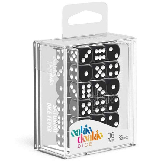 Oakie Doakie Dice D6 12 mm Solid Black 36pc