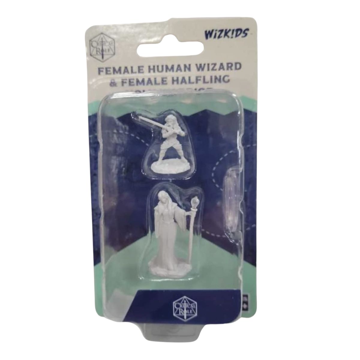 Critical Role Unpainted Miniatures Human Wizard Female & Halfling Holy Warrior Female