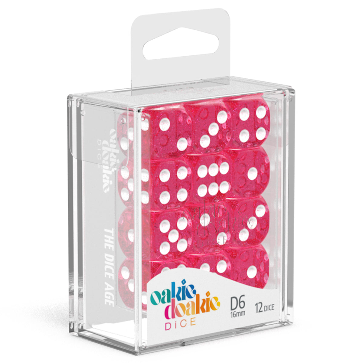 Oakie Doakie Dice D6 16 mm Speckled Pink 12pc