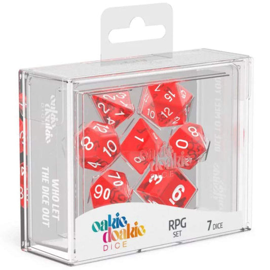 Oakie Doakie Dice RPG Set Translucent Red 7pc