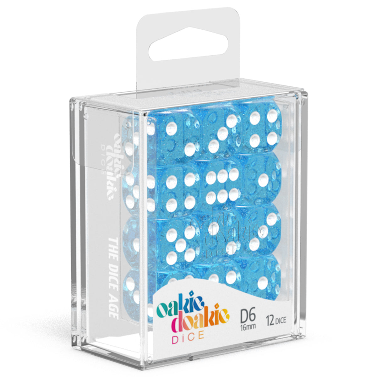 Oakie Doakie Dice D6 16 mm Speckled Light Blue 12pc