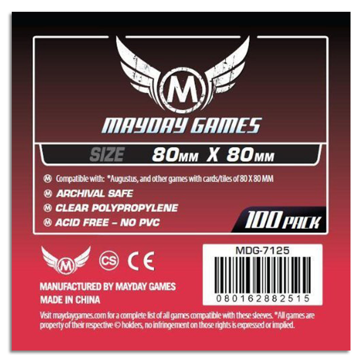 Mayday Medium Square Card Sleeves Pack of 100 80 X 80 MM