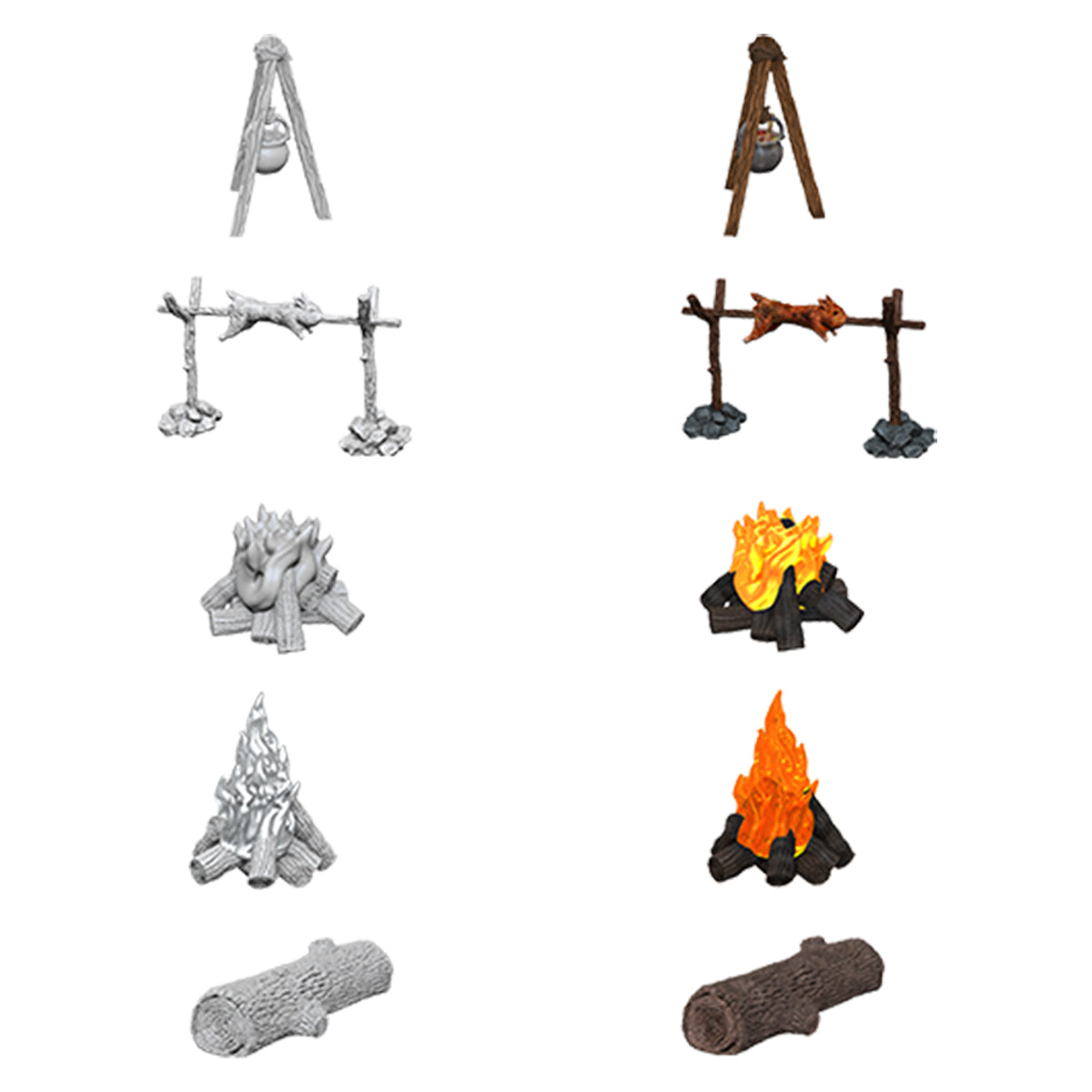 WizKids Deep Cuts Unpainted Miniatures Camp Fire & Sitting Log