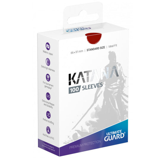 Ultimate Guard Katana Standard Size Sleeves 66 x 91mm Red 100ct
