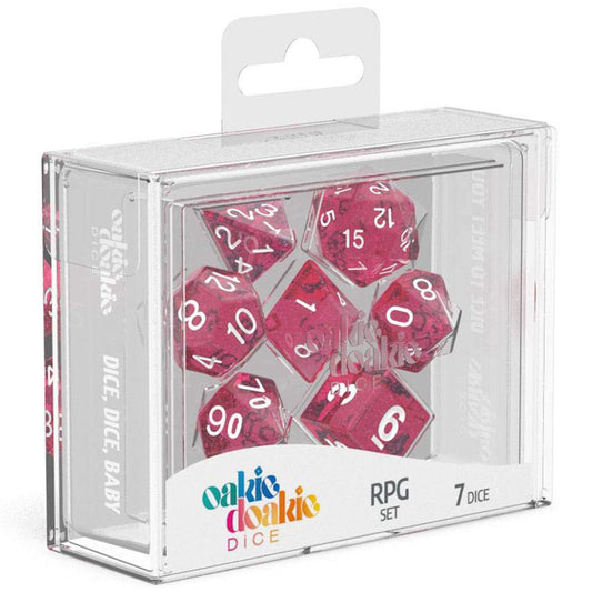Oakie Doakie Dice RPG Set Speckled Pink 7pc