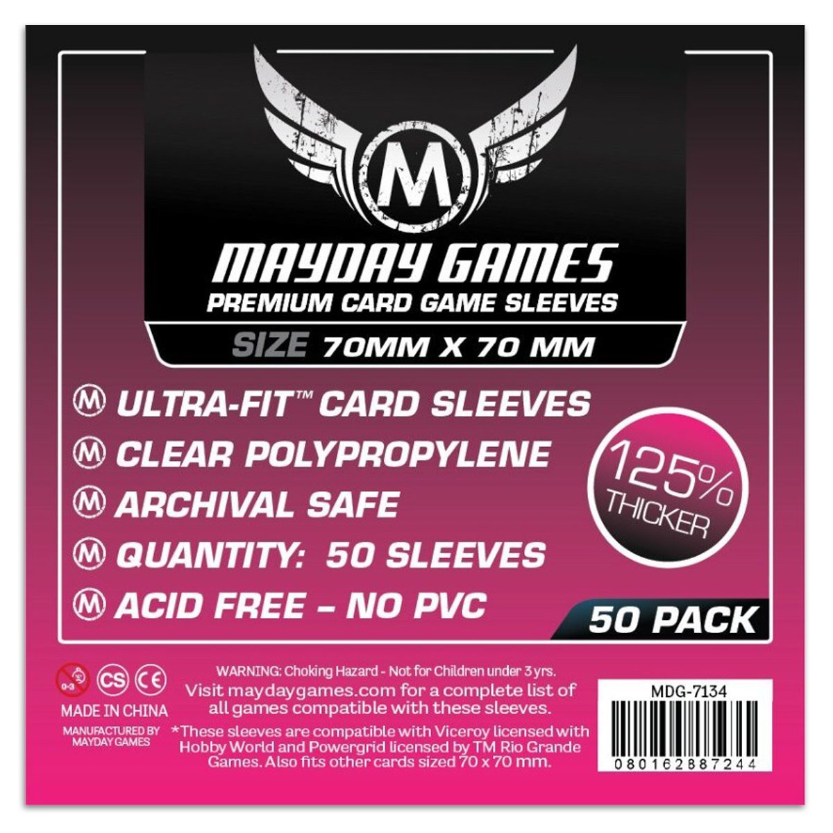 Mayday Premium Small Square Card Sleeves Pack of 50 - 70 X 70 MM Power Grid