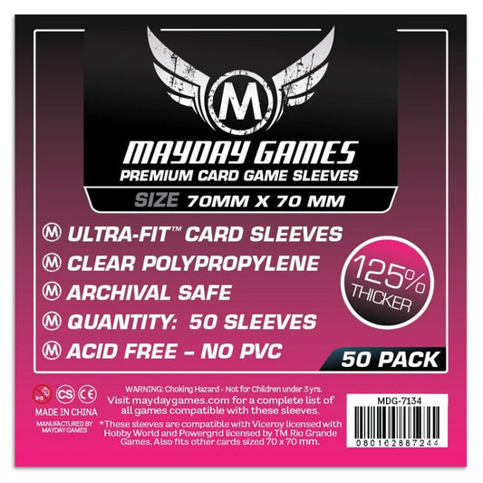 Mayday Premium Small Square Card Sleeves Pack of 50 - 70 X 70 MM Power Grid