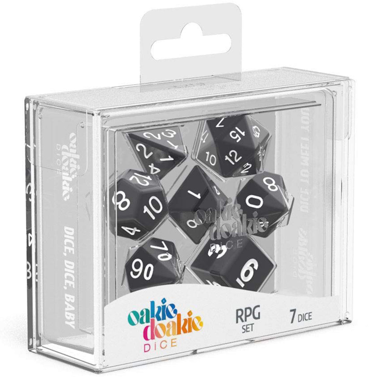Oakie Doakie Dice RPG Set Solid Black 7pc