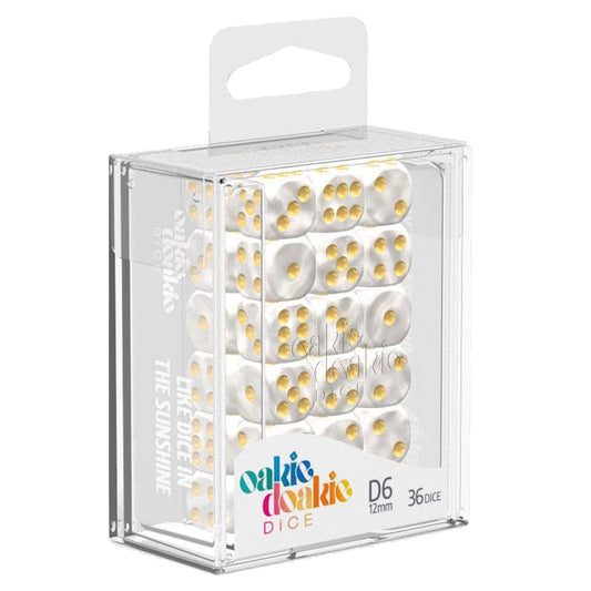 Oakie Doakie Dice D6 12 mm Marble White 36pc