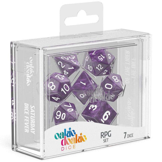 Oakie Doakie Dice RPG Set Marble Purple 7pc