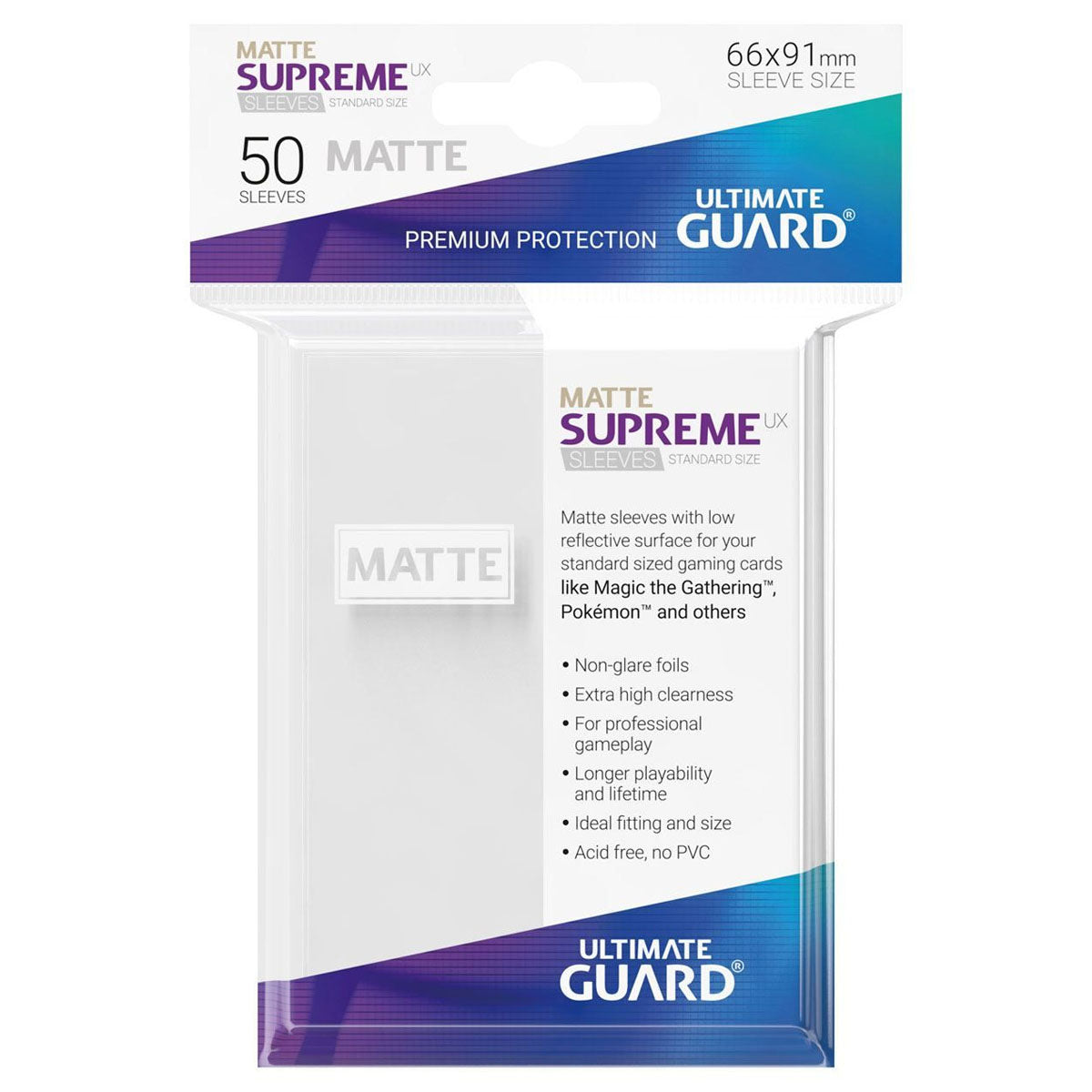 Ultimate Guard Supreme UX Sleeves Standard Size Matte White 50