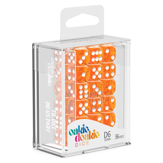 Oakie Doakie Dice D6 12 mm Translucent Orange 36pc