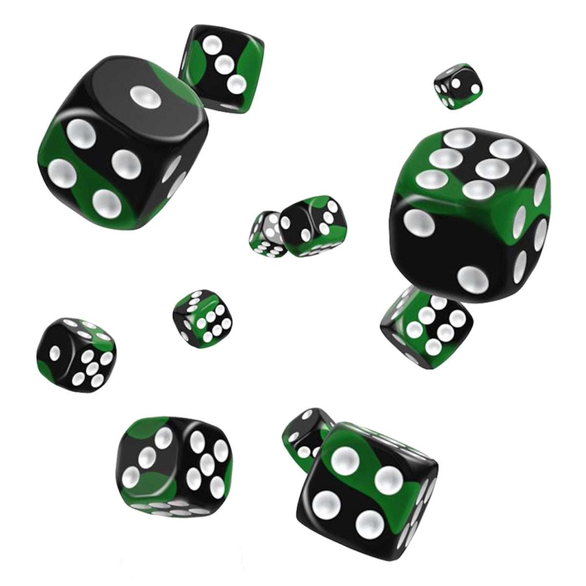 Oakie Doakie Dice D6 12 mm Glow in the Dark Biohazard 36pc