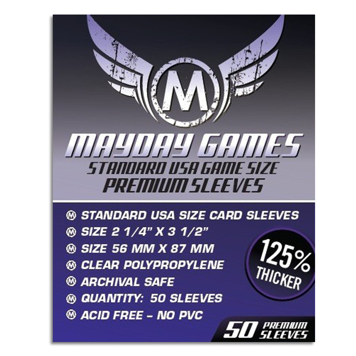 Mayday Premium USA Board Game Sleeves 50ct 56 X 87 mm Purple