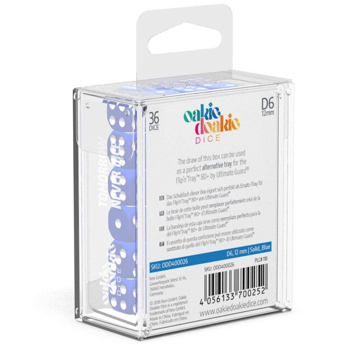 Oakie Doakie Dice D6 12 mm Solid Blue 36pc