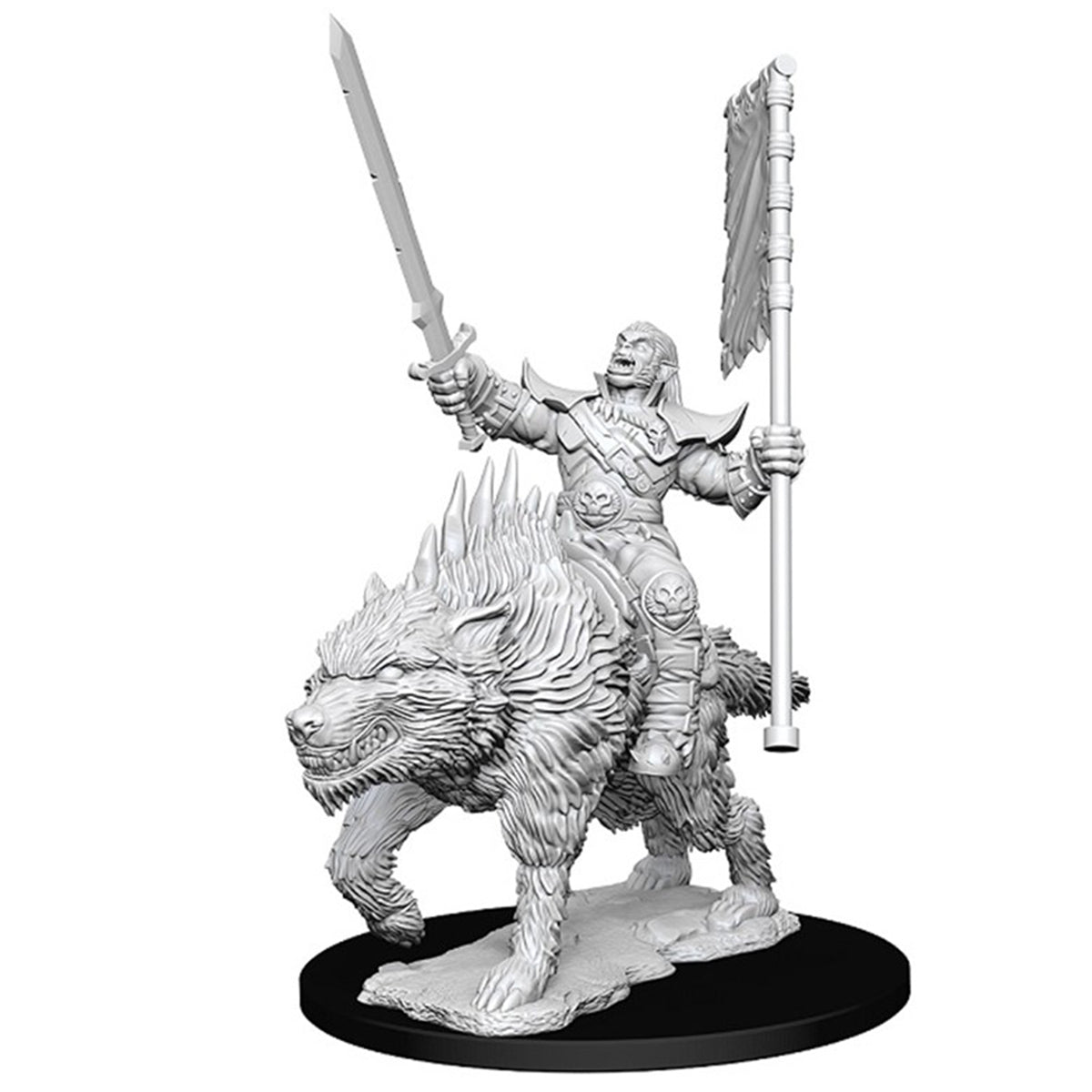 Pathfinder Battles Deep Cuts Orc on Dire Wolf