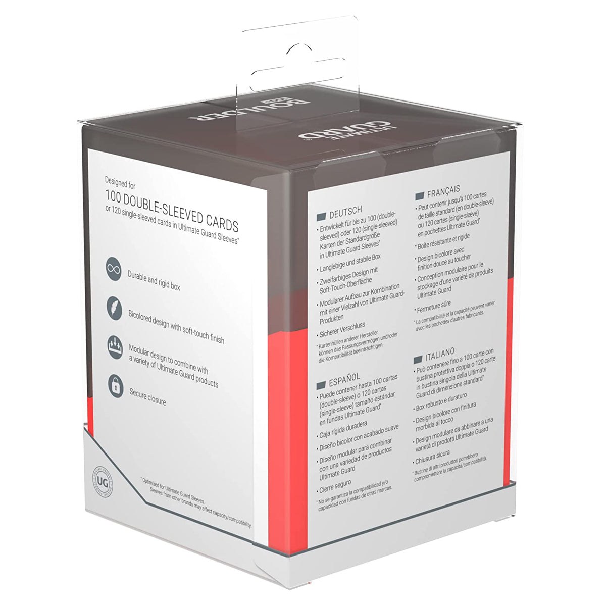 Ultimate Guard Synergy Boulder 100+ Black/Red Deck Box