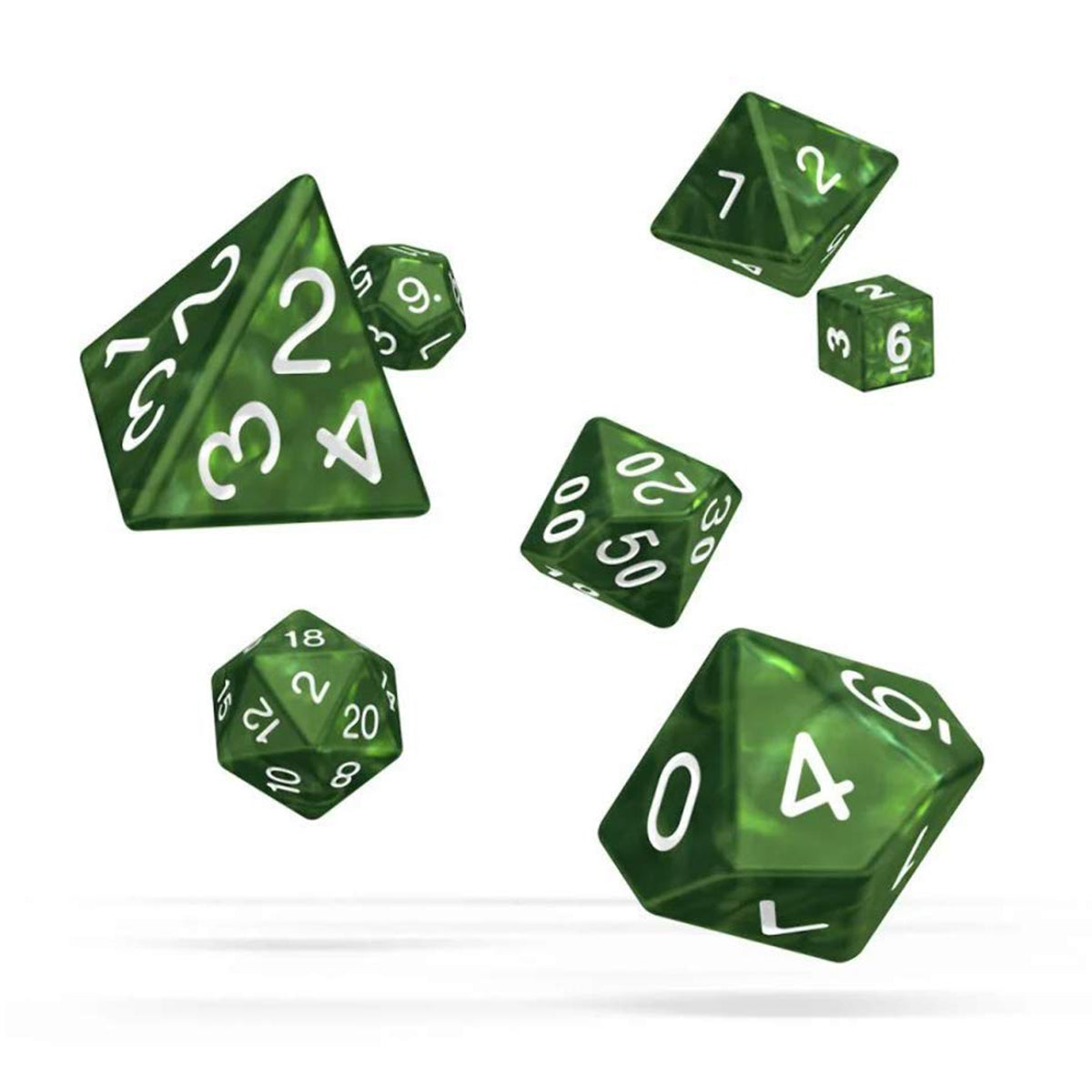 Oakie Doakie Dice RPG Set Marble Green 7pc