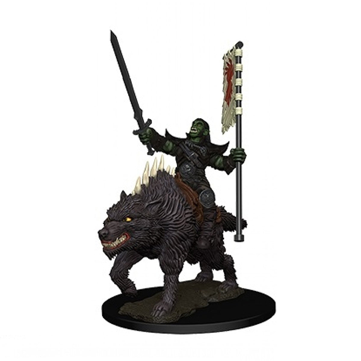 Pathfinder Battles Deep Cuts Orc on Dire Wolf