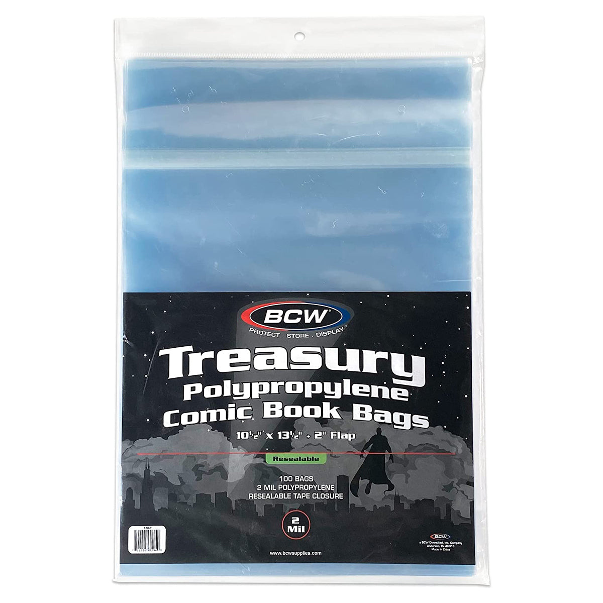 BCW Comic Book Bags Resealable Treasury Comic Books (10" 1/2 x 13" 1/2) (100 Bags Per Pack)