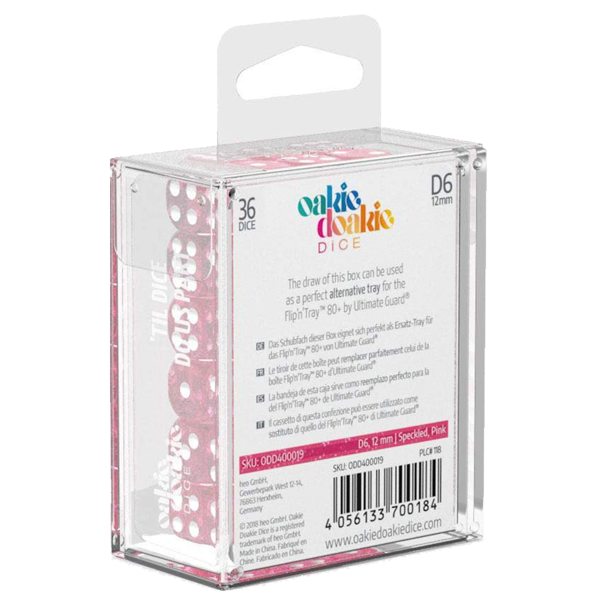 Oakie Doakie Dice D6 12 mm Speckled Pink 36pc