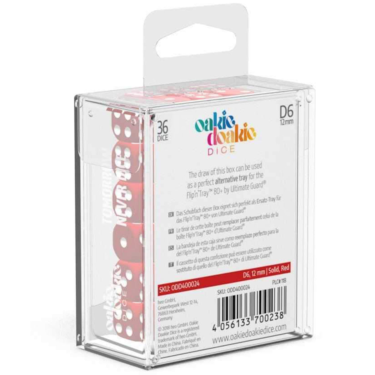 Oakie Doakie Dice D6 12 mm Solid Red 36pc