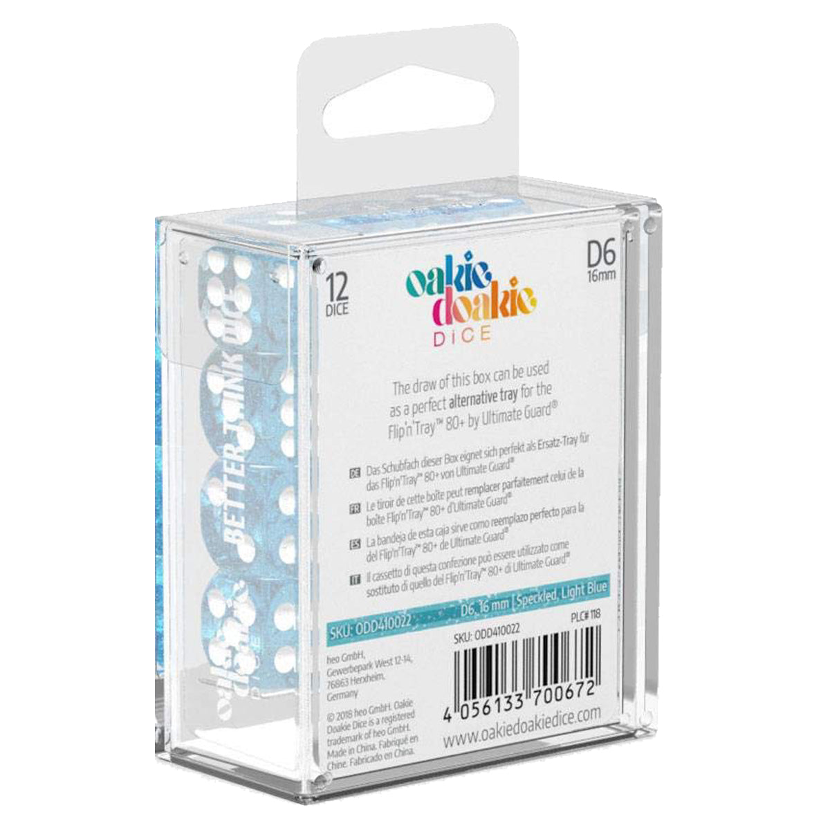 Oakie Doakie Dice D6 16 mm Speckled Light Blue 12pc