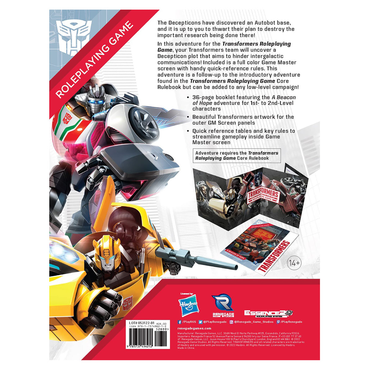 Transformers RPG A Beacon of Hope Adventure GM Screen