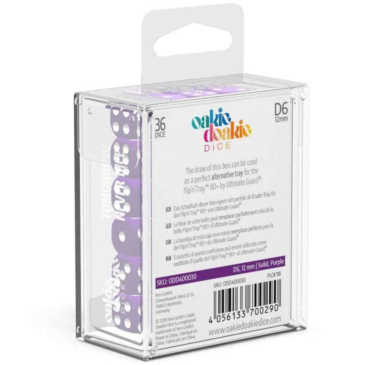Oakie Doakie Dice D6 12 mm Solid Purple 36pc
