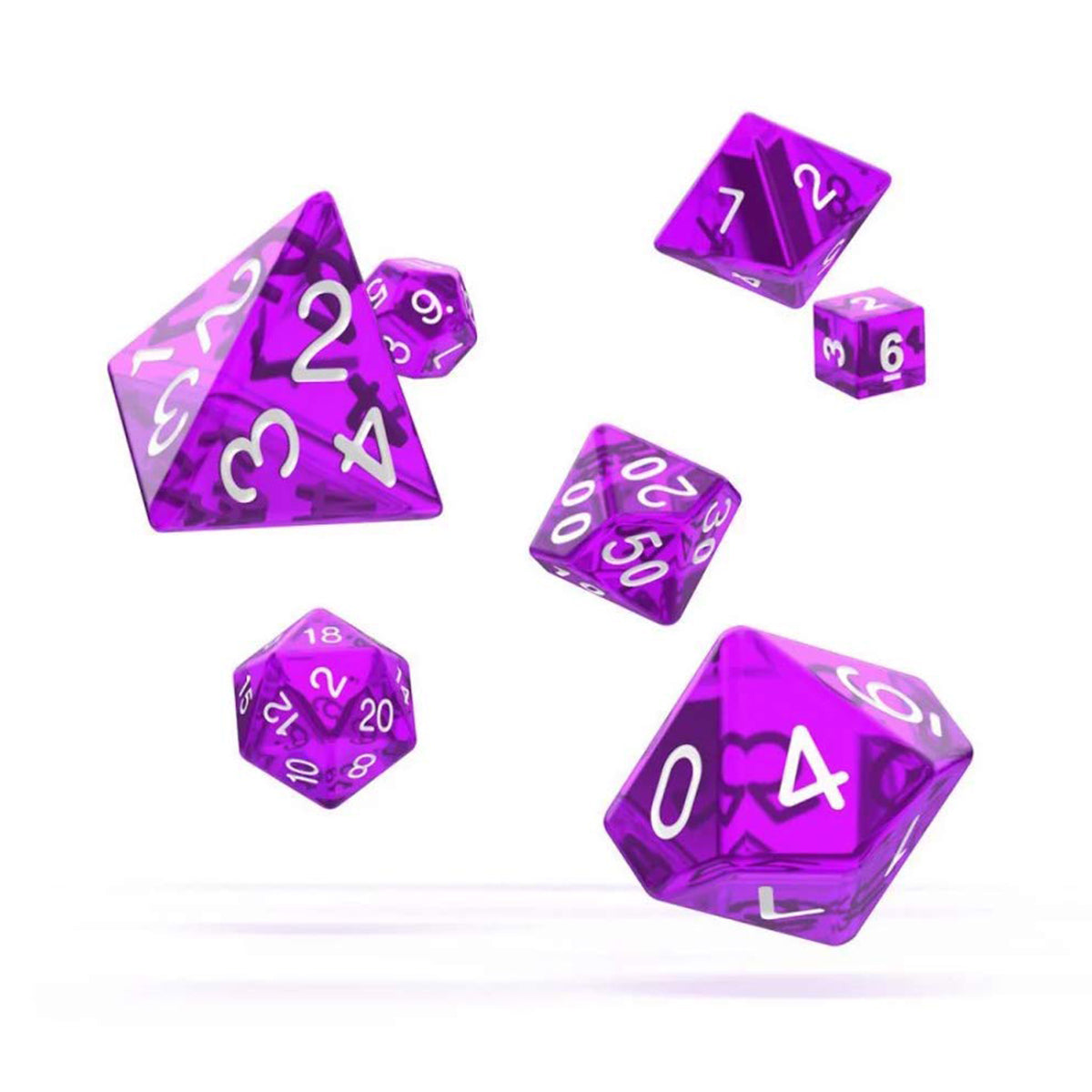Oakie Doakie Dice RPG Set Translucent Purple 7pc