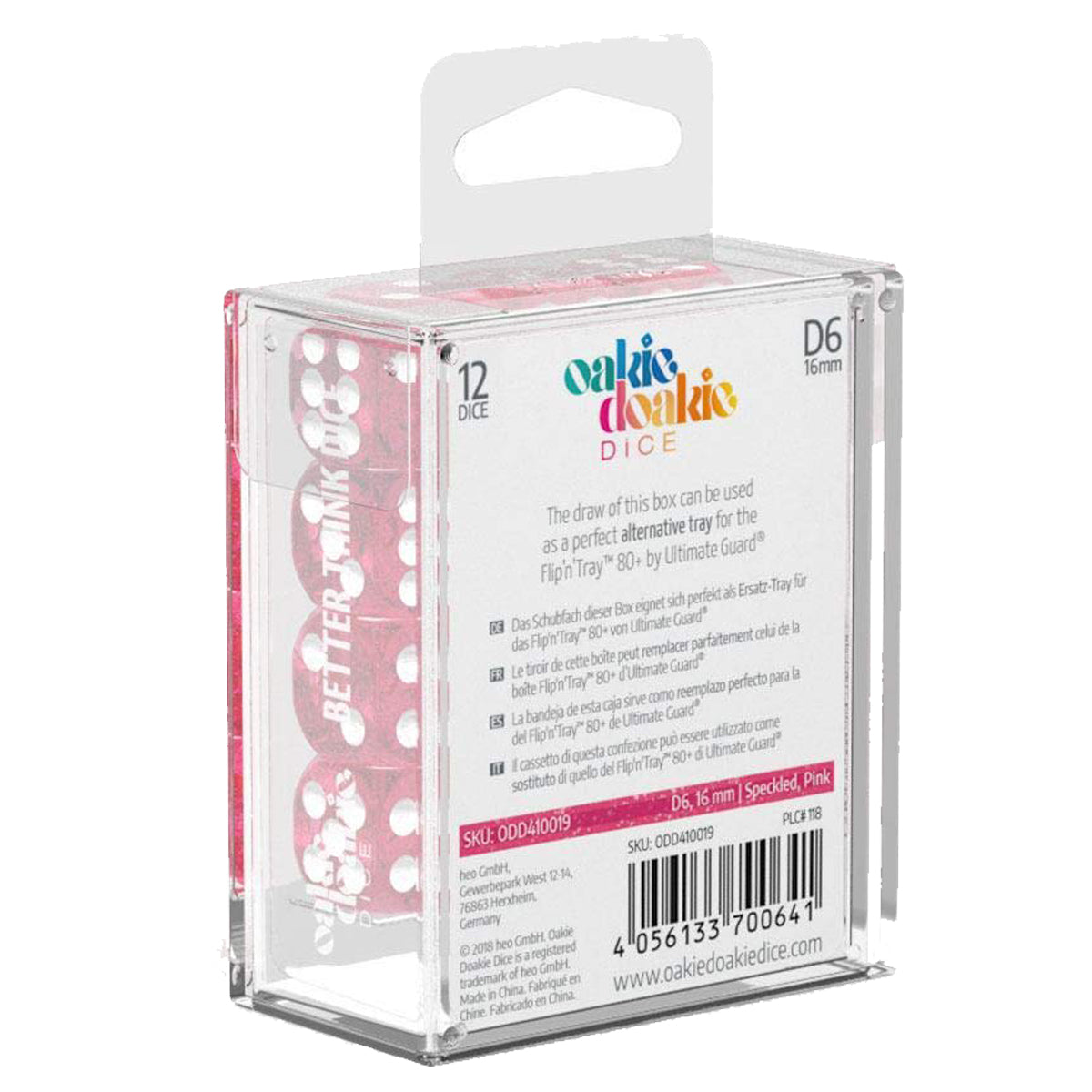 Oakie Doakie Dice D6 16 mm Speckled Pink 12pc