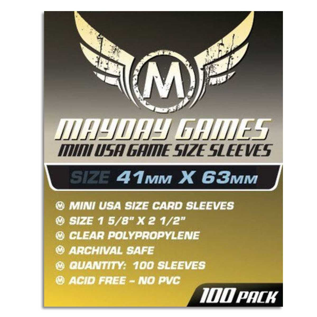 Mayday Mini USA Game Size Sleeves Pack of 100 41 X 63 MM Yellow
