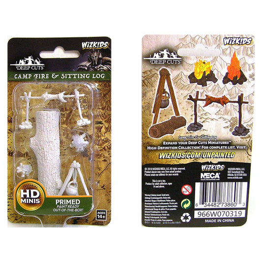 WizKids Deep Cuts Unpainted Miniatures Camp Fire & Sitting Log
