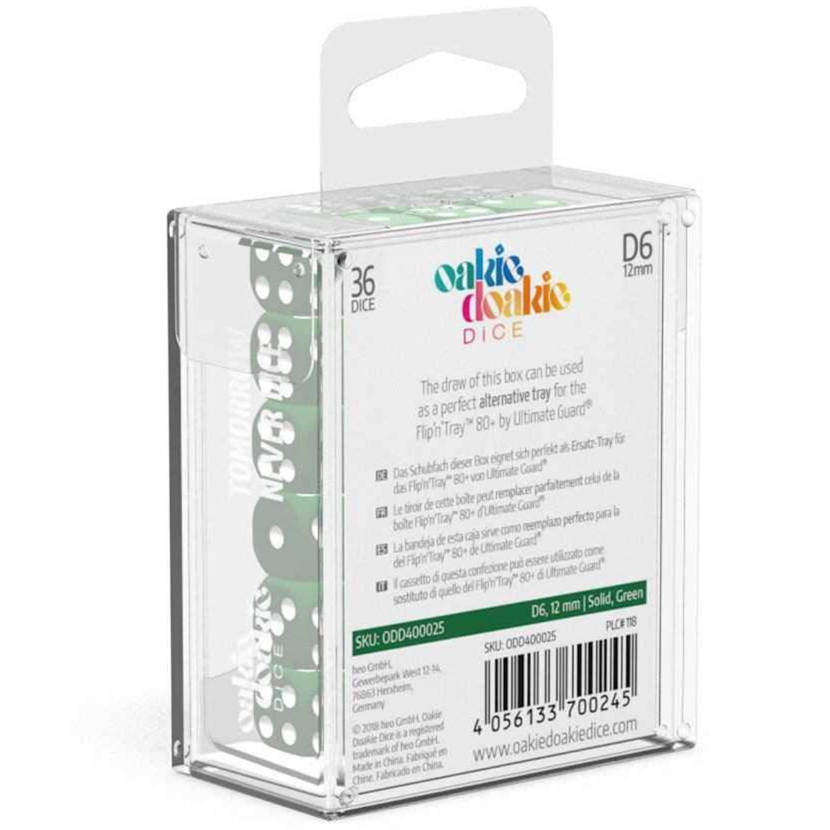 Oakie Doakie Dice D6 12 mm Solid Green 36pc
