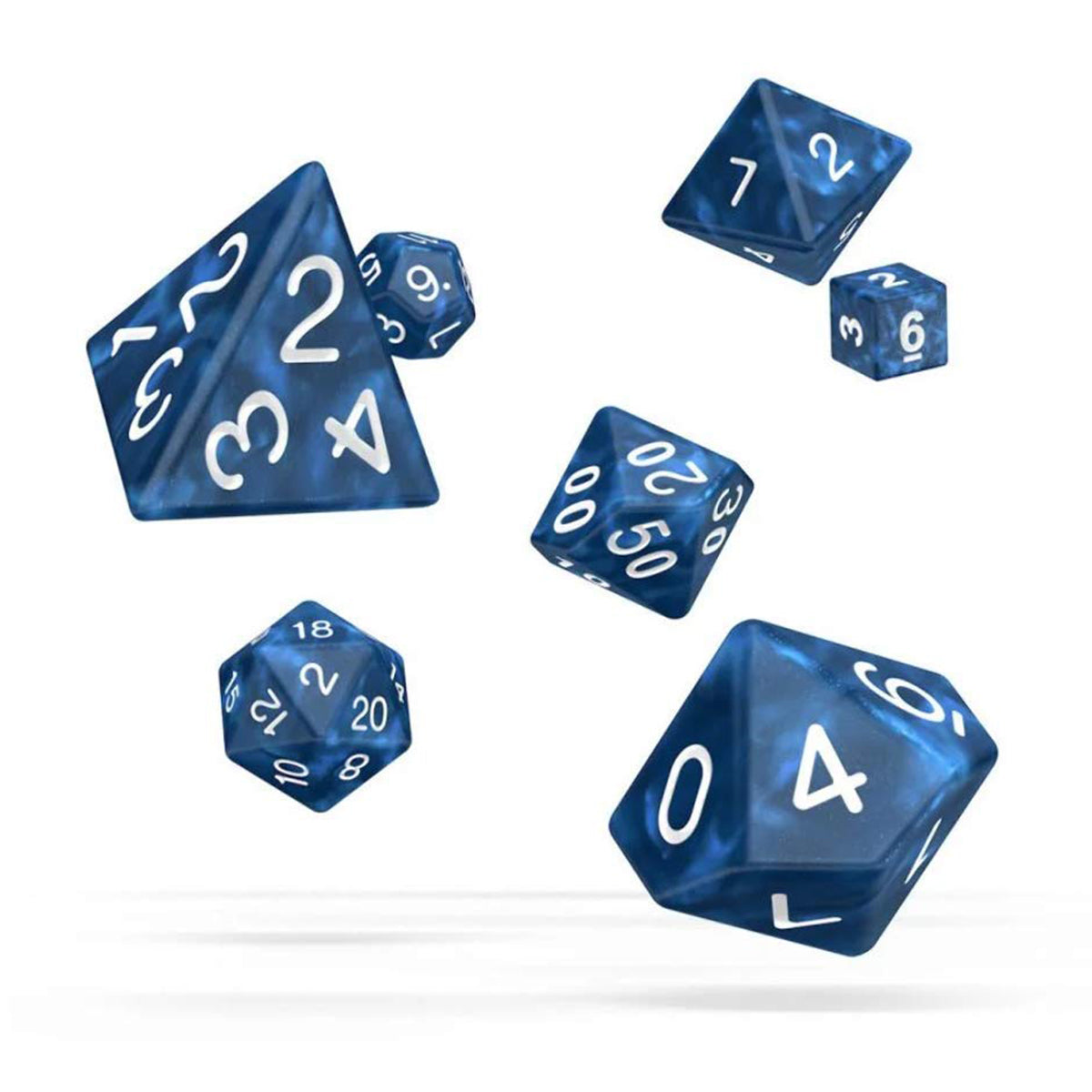 Oakie Doakie Dice RPG Set Marble Blue 7pc