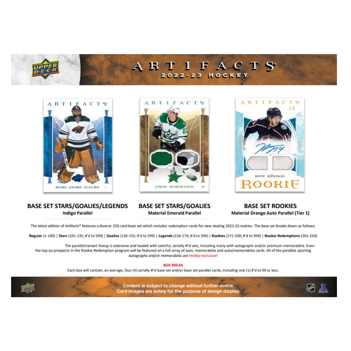 NHL - 2022/23 Artifacts Hockey Hobby Trading Cards (Display of 8)