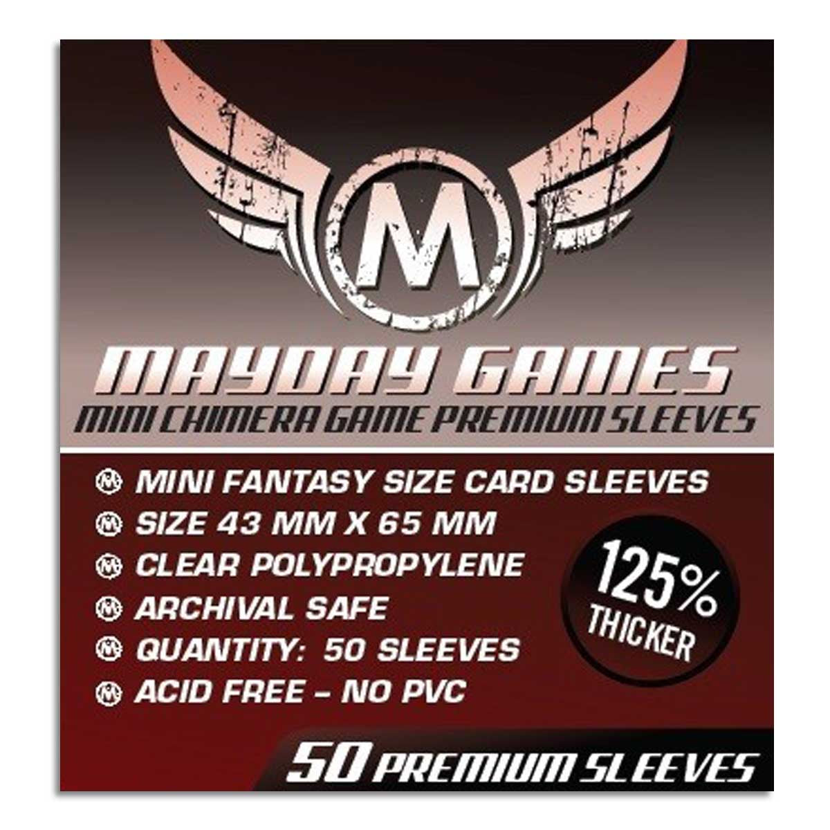 Mayday Premium Mini Chimera Game Sleeves 50ct 43 X 65 mm Dark Red Arkham Horror