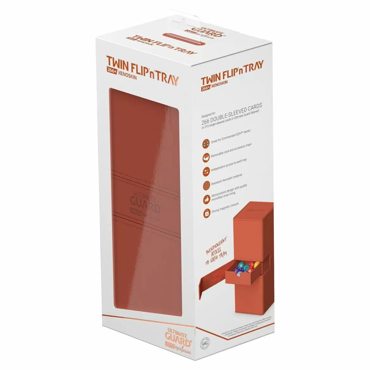 Ultimate Guard Twin Flip n Tray Deck Case 266+ Xenoskin 2022 Exclusive Dark Orange Deck Box