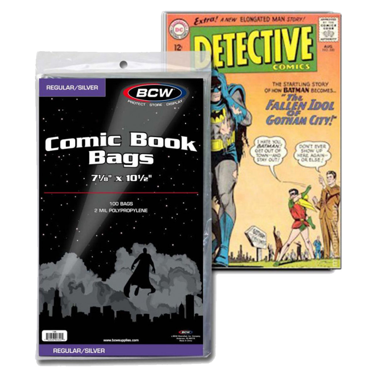 BCW Comic Book Bags Regular and Silver Age Comics 7 1/8 x 10 1/2 100 Bags Per Pack