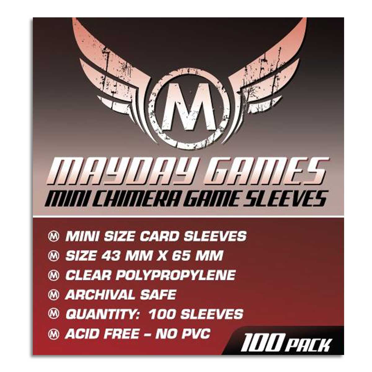 Mayday Mini Chimera Game Sleeves Pack of 100 43 MM X 65 MM Red