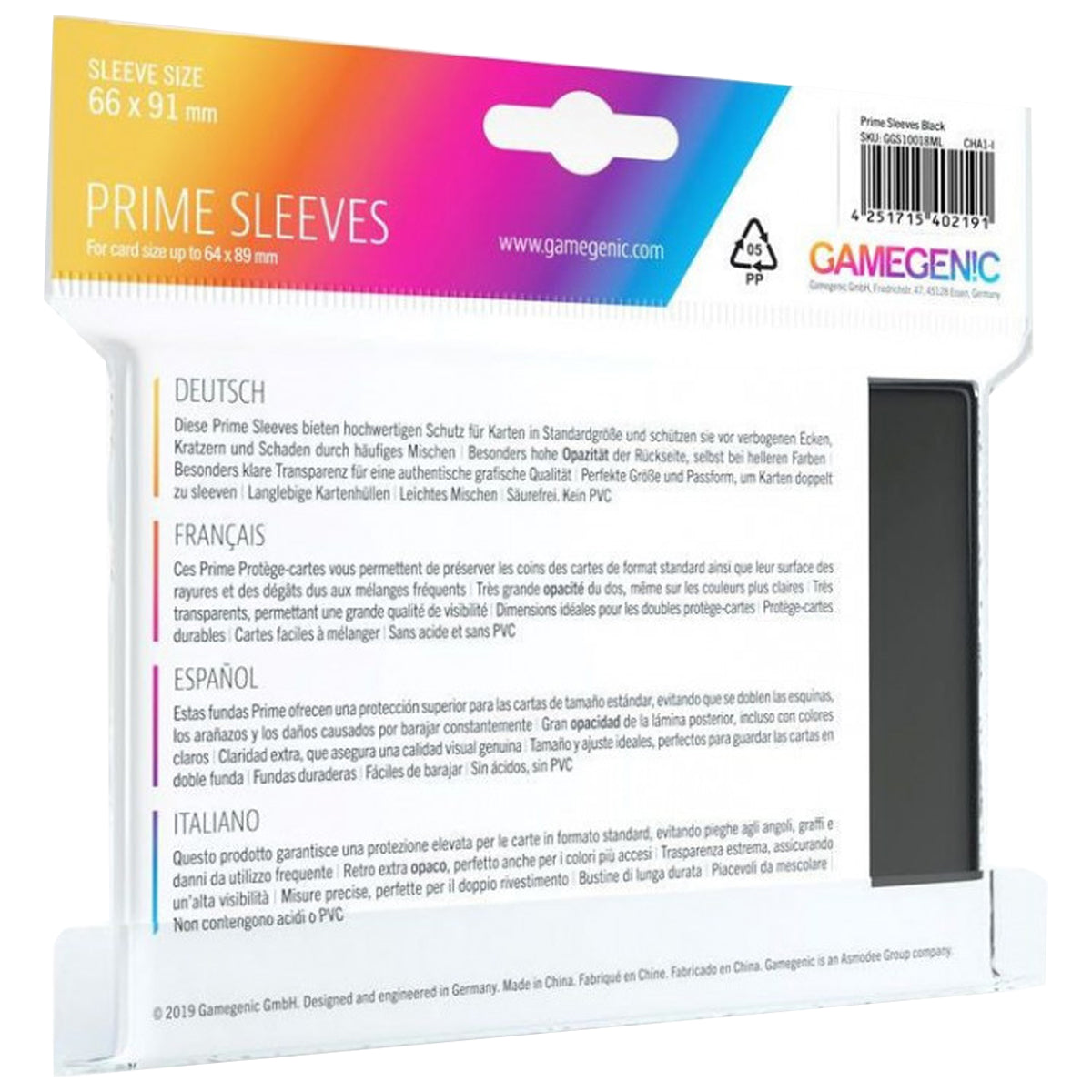 Gamegenic Prime Card Sleeves Black 66mm x 91mm 100pc