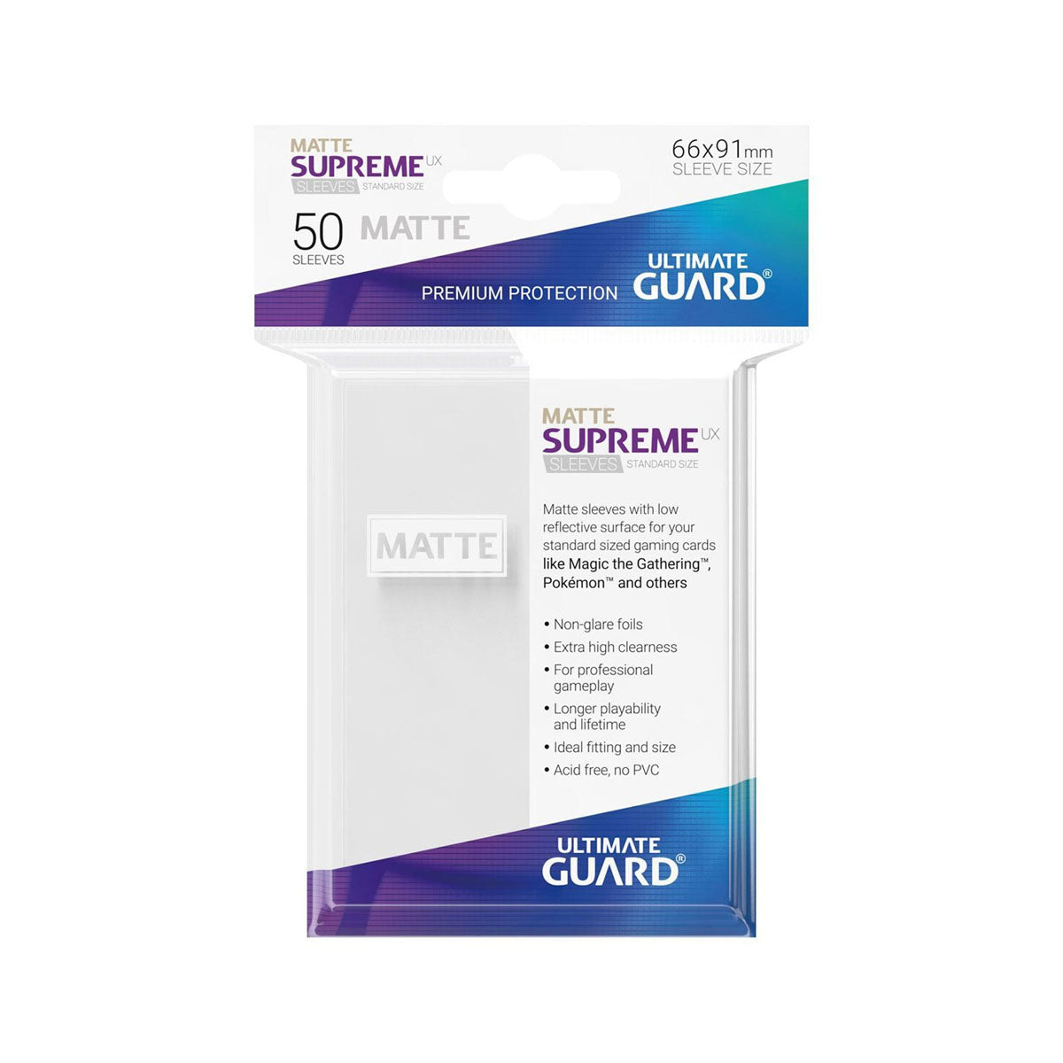 Ultimate Guard Supreme UX Sleeves Standard Size Matte White 50