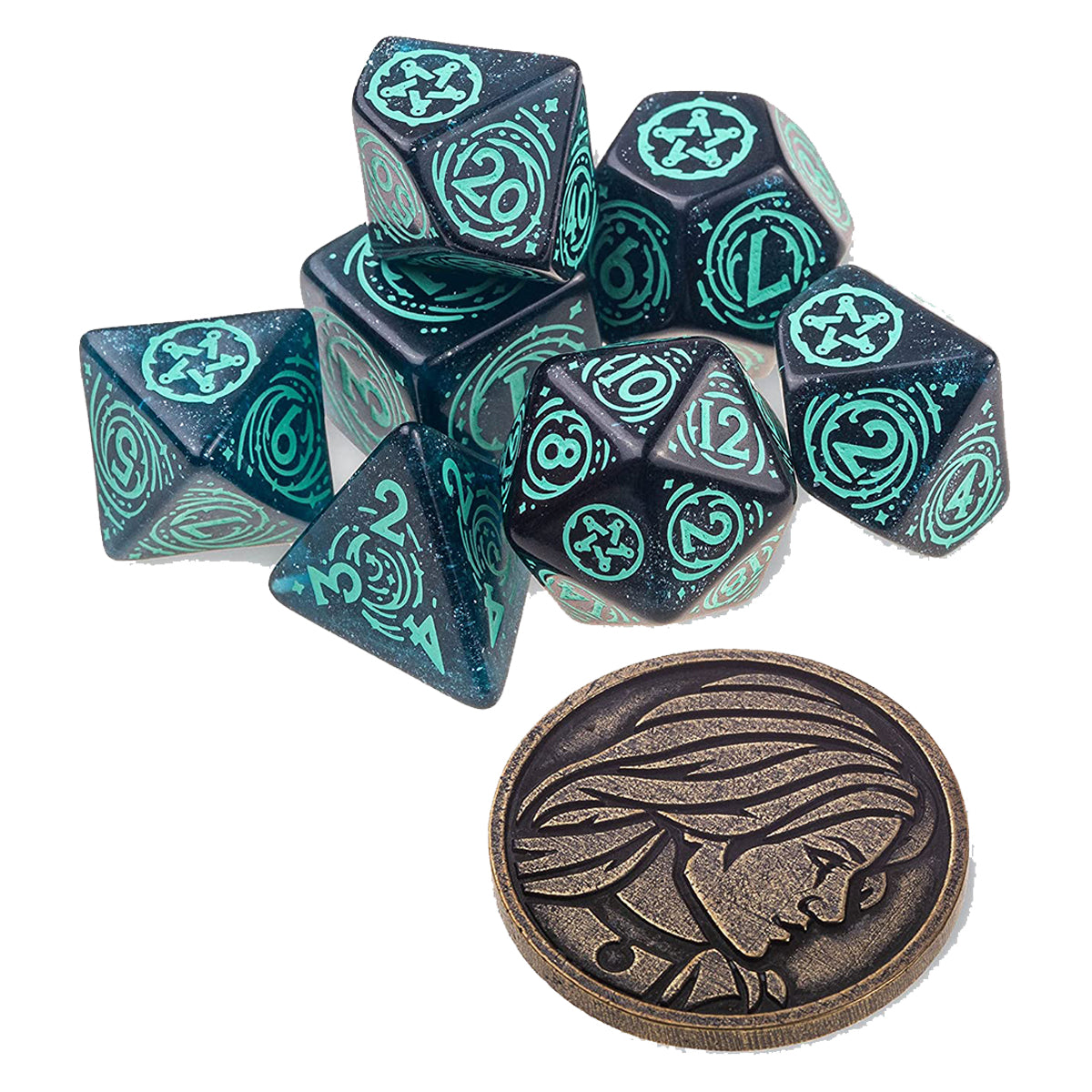 Q Workshop The Witcher Dice Set Yennefer - Sorceress Supreme Dice Set 7 with coin