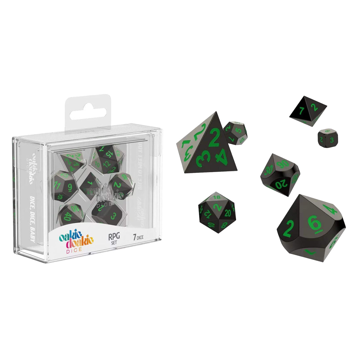 Oakie Doakie Dice RPG Set Metal Dice - Matrix 7pc