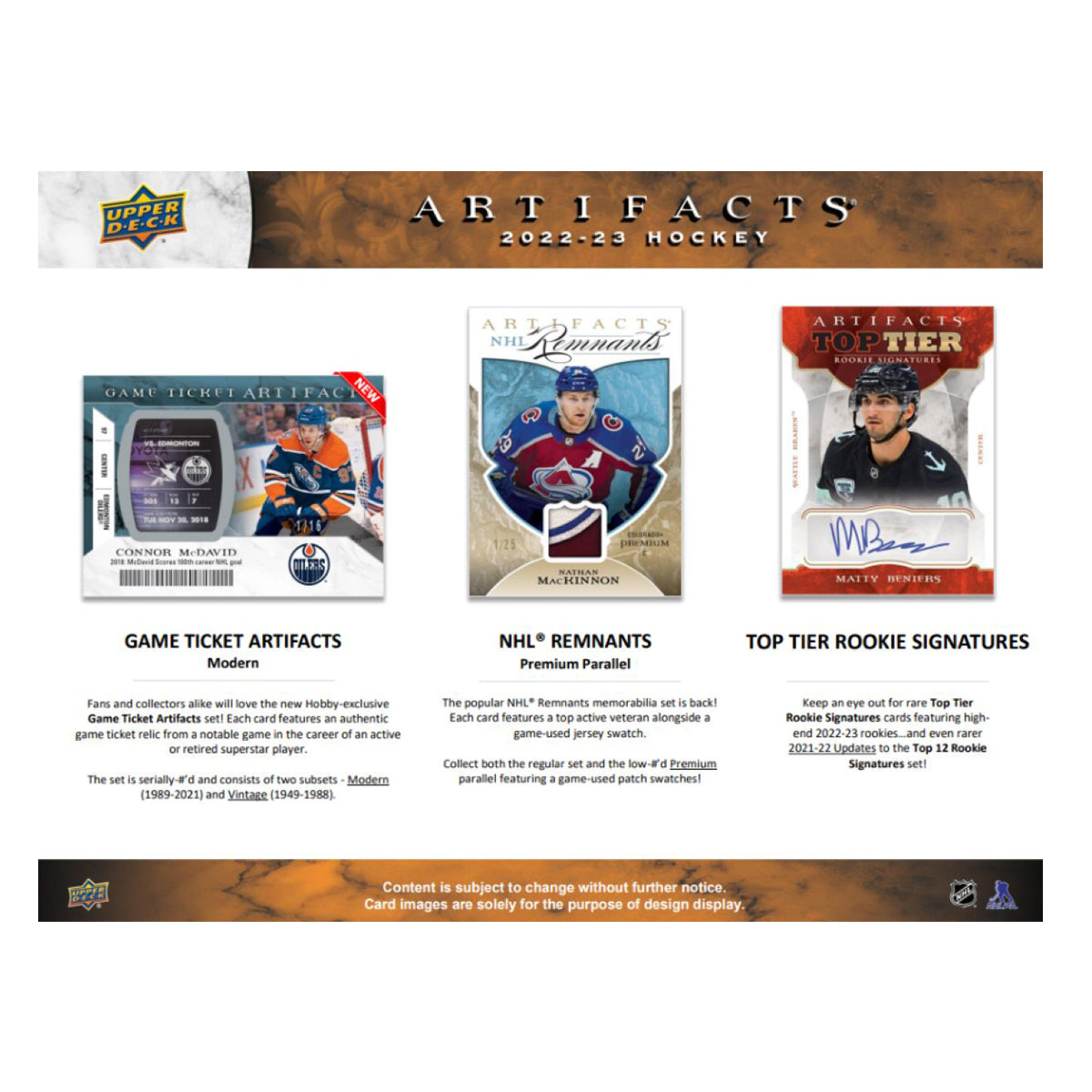 NHL - 2022/23 Artifacts Hockey Hobby Trading Cards (Display of 8)