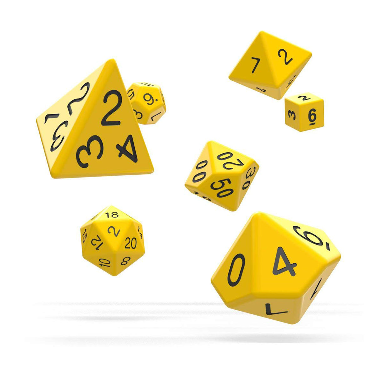 Oakie Doakie Dice RPG Set Solid Yellow 7pc